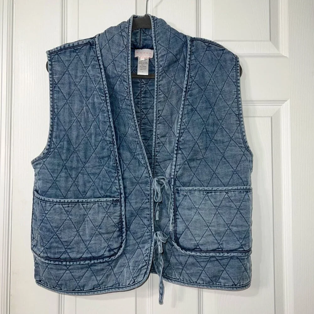 Entro Women's Denim Quilted Vest Size L - Picture 3 of 8